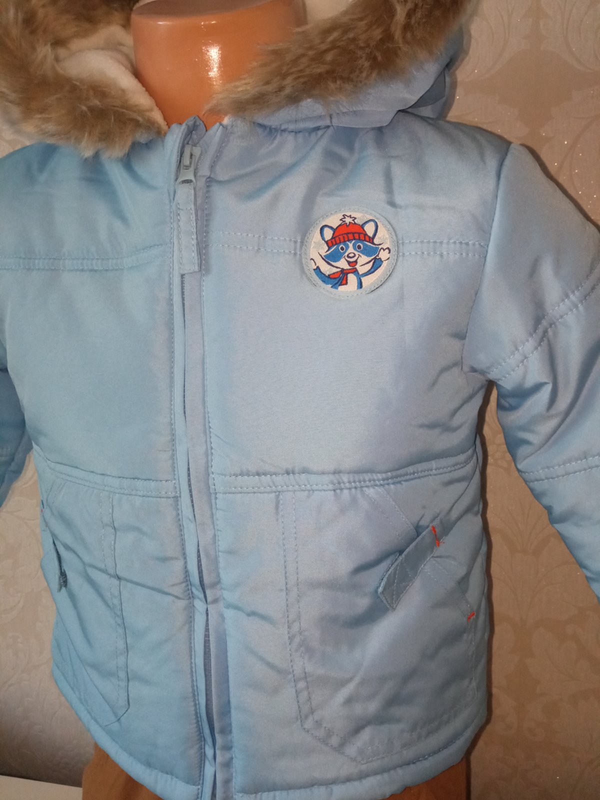Modrá zimná bunda s kapucňou Ergee (pre 6-9mes.)