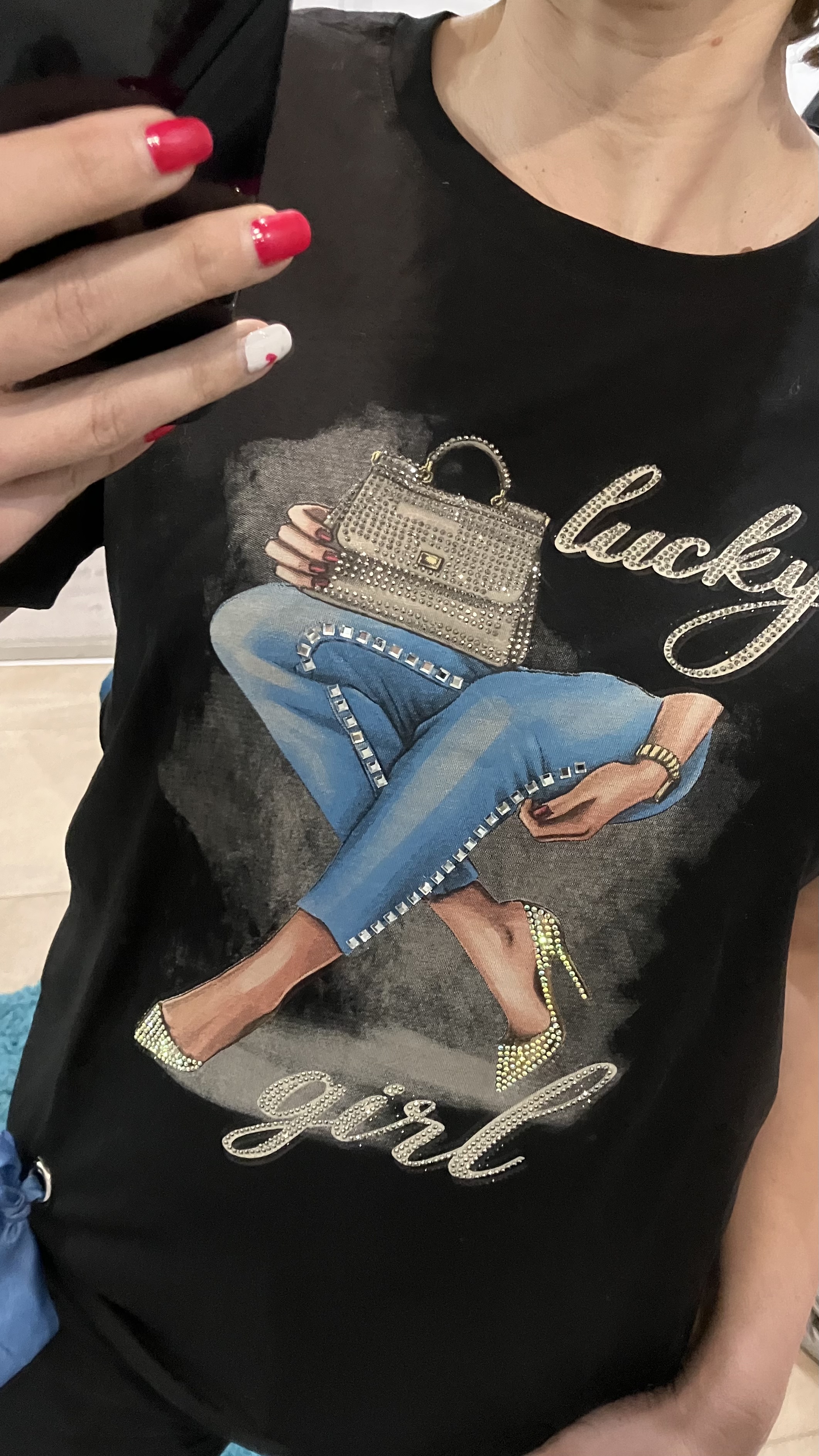 Tričko s potlačou a mašličkou (L/XL)