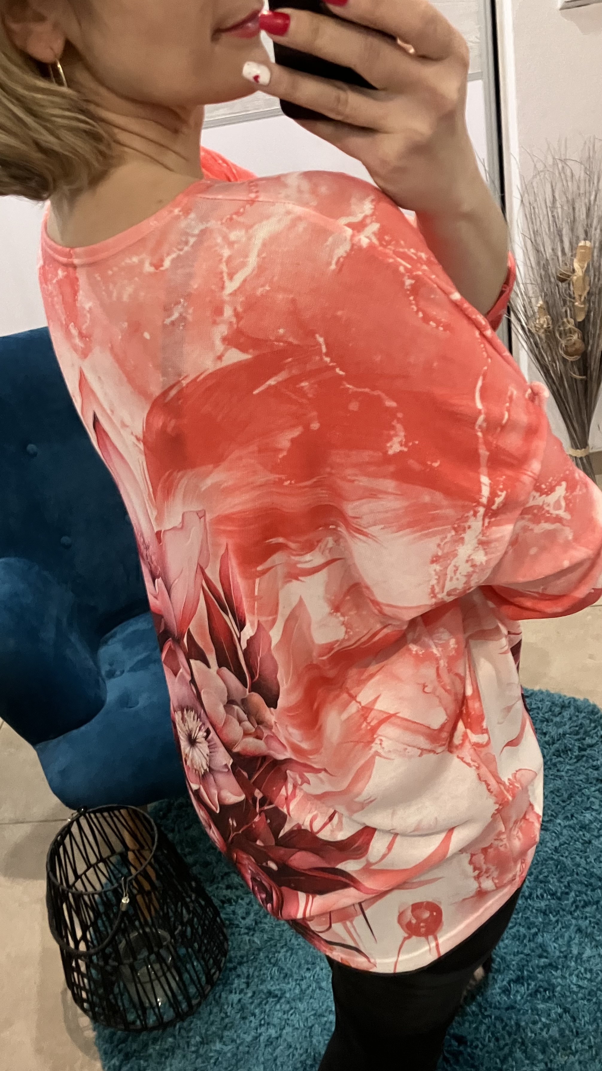 Kvetované oversize svetrové tričko (UNI - S,M,L,XL)