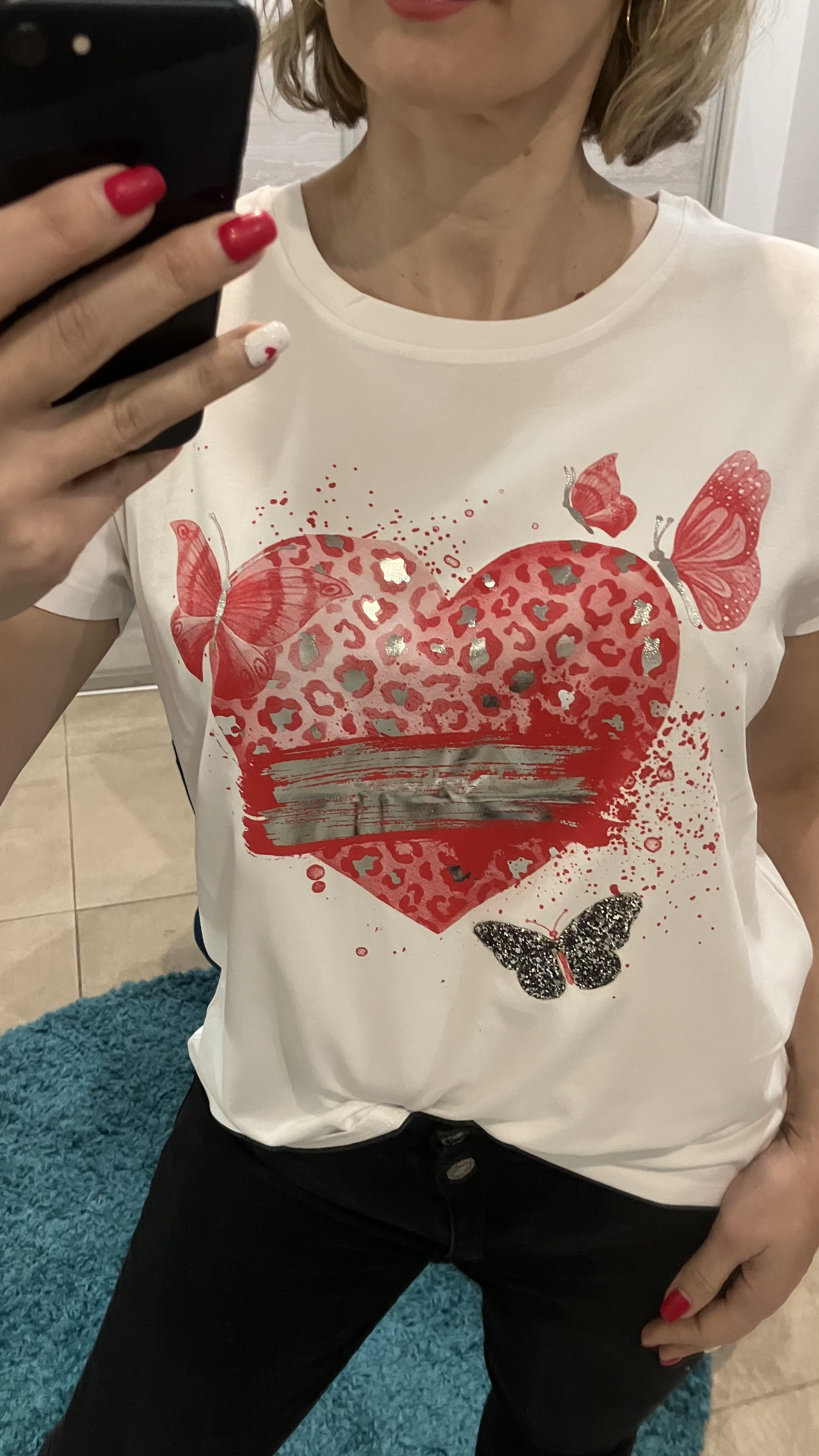 Dámske tričko vzor srdiečko a motýle (UNI - S,M,L,XL)