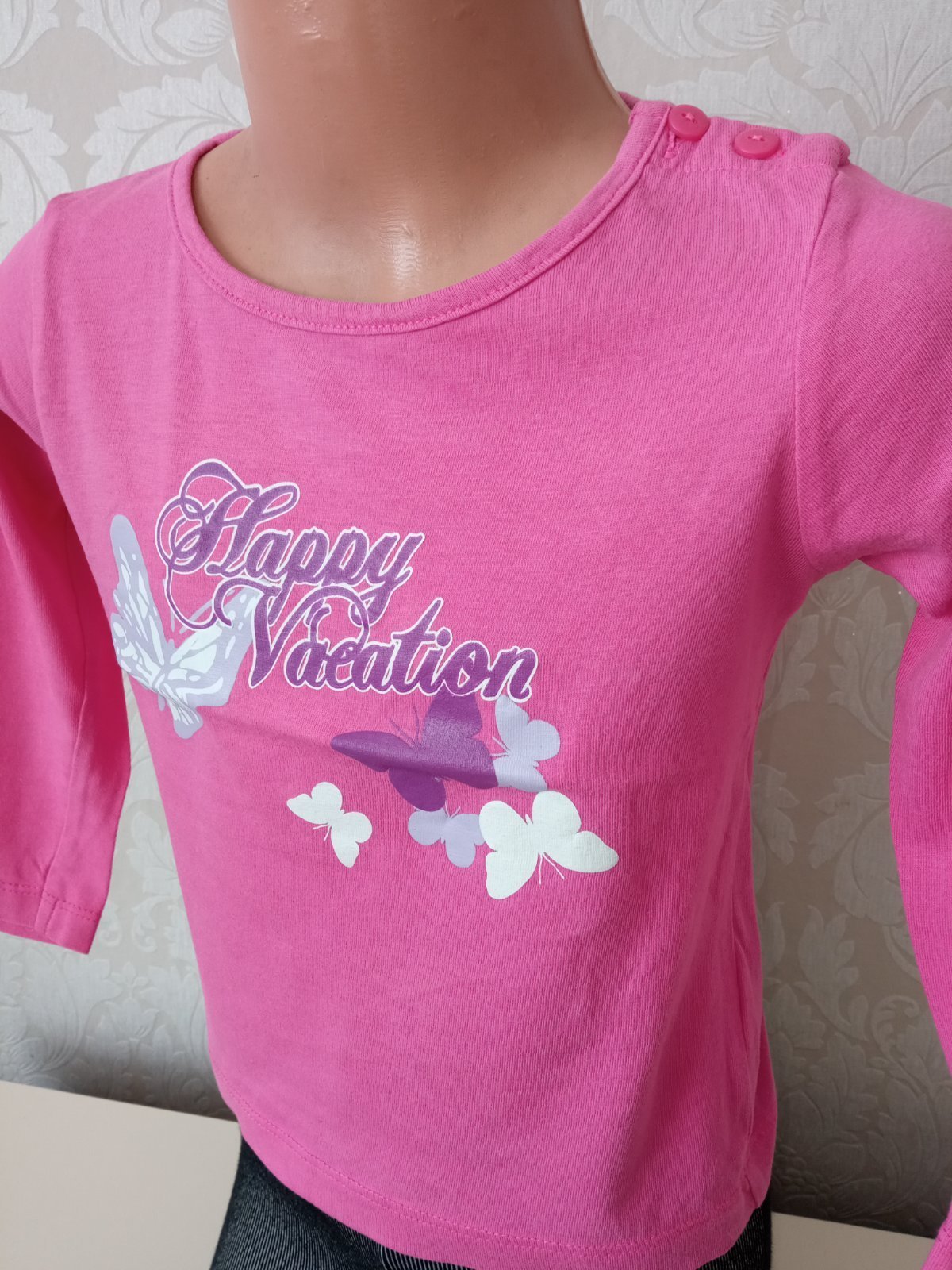 Ružové tričko s motýľmi a nápisom (12-24 mes.)