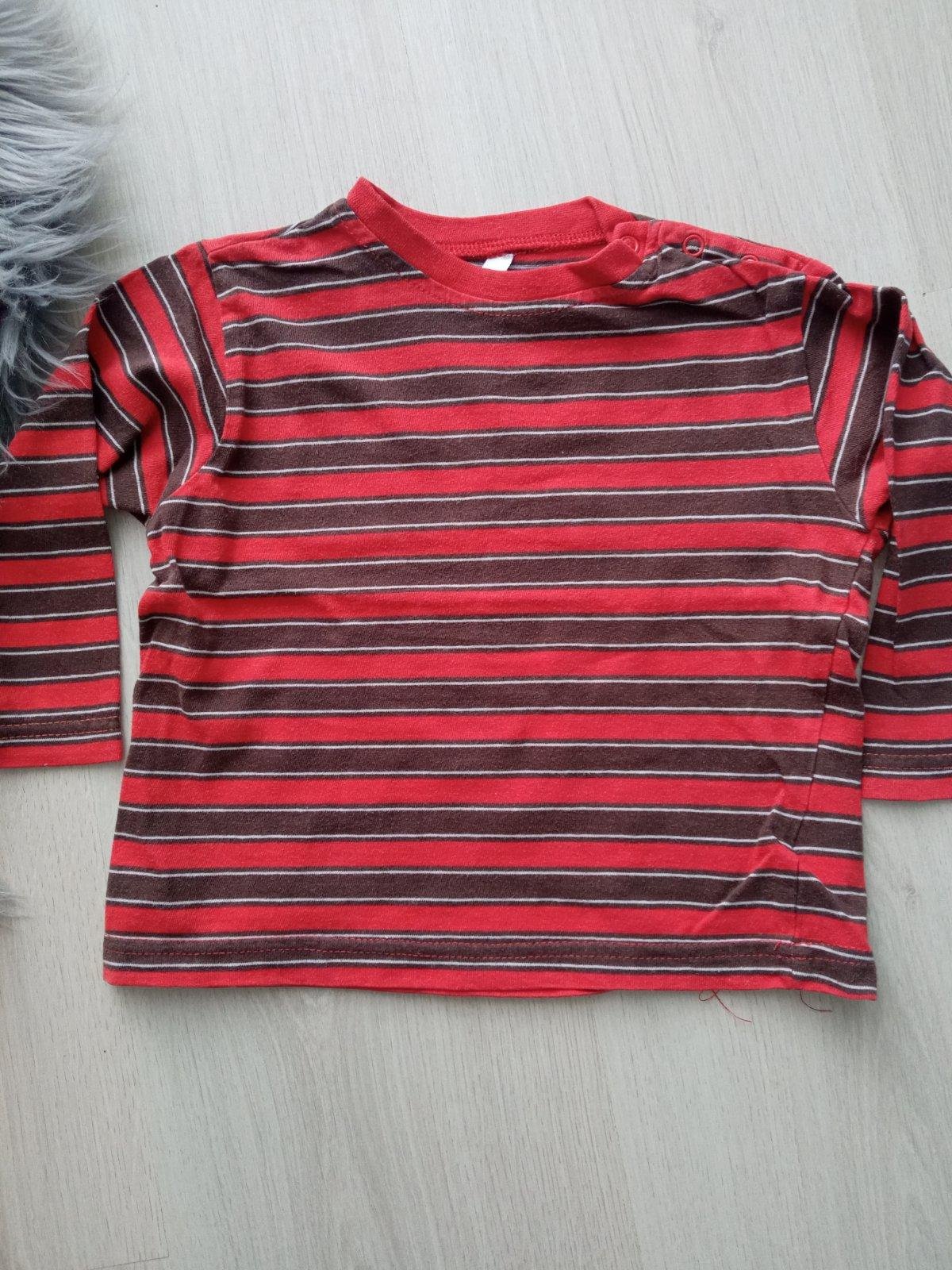 Červeno-bielo-hnedé pruhované tričko (86)