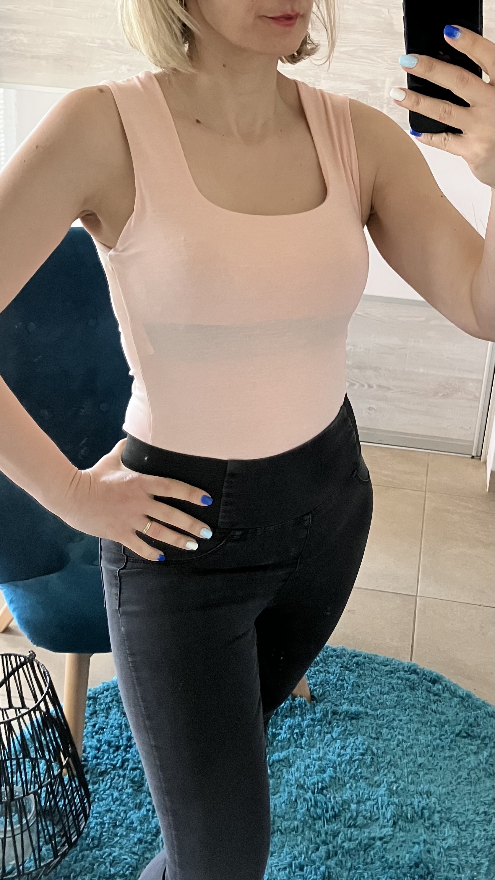 Ružové body s výstrihom do U (UNI - S,M)