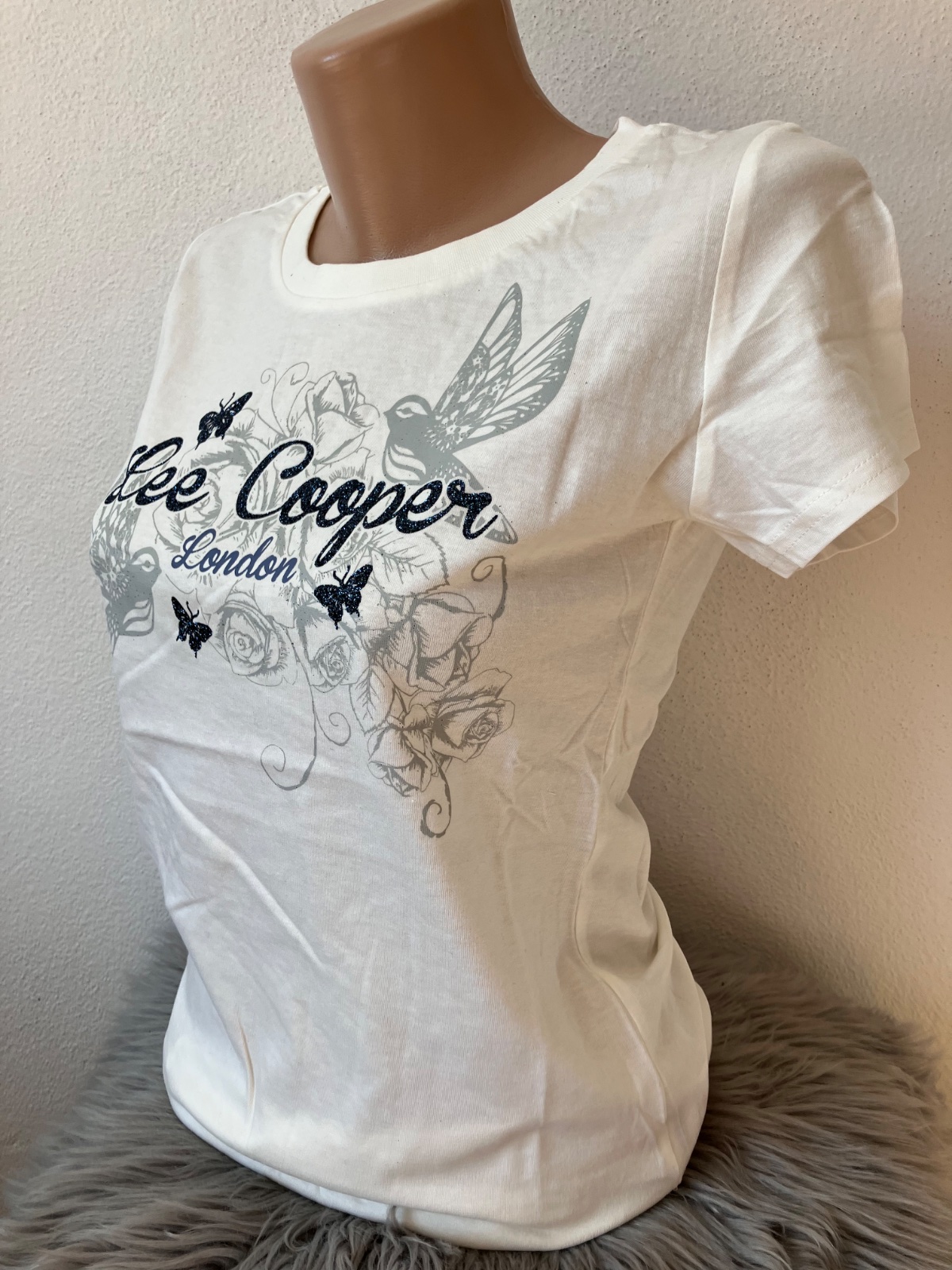 Krémové tričko s potlačou a nápisom Lee Cooper (S)