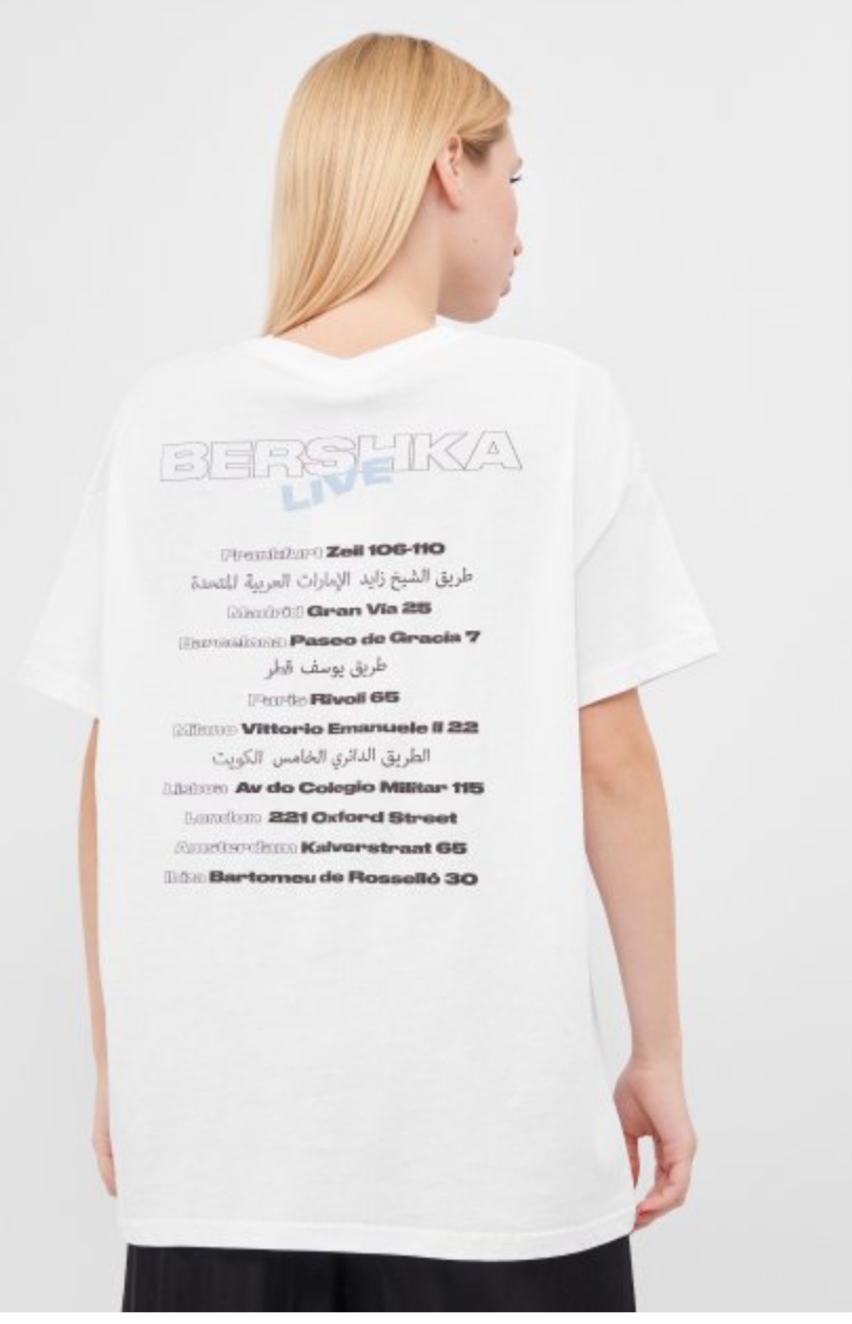 Dámske biele tričko s nápisom, Bershka veľk.28