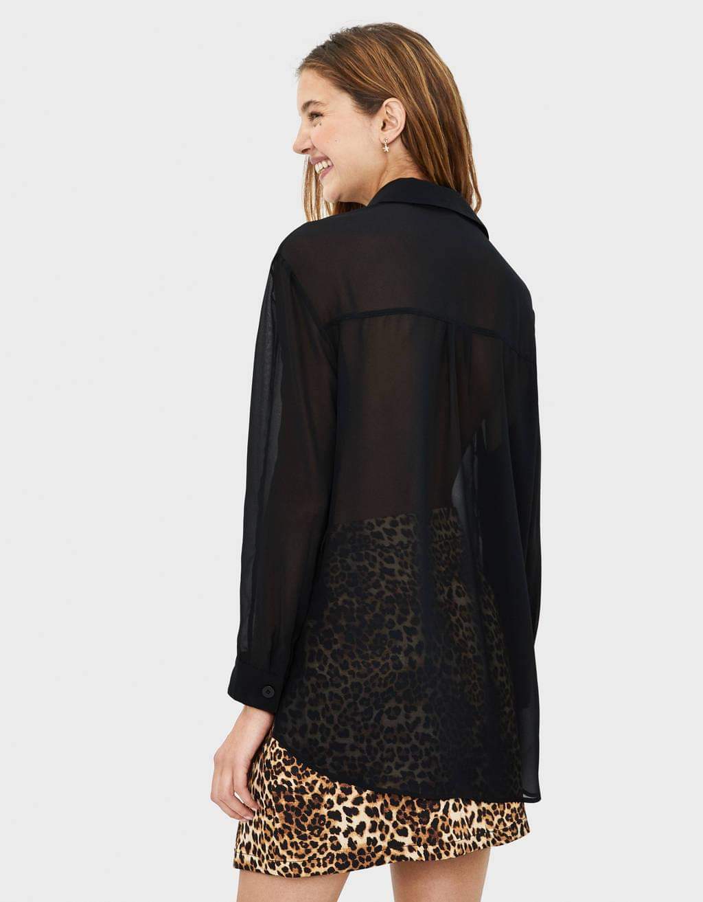 Dámska čierna priesvitná blúzka Bershka (XS)