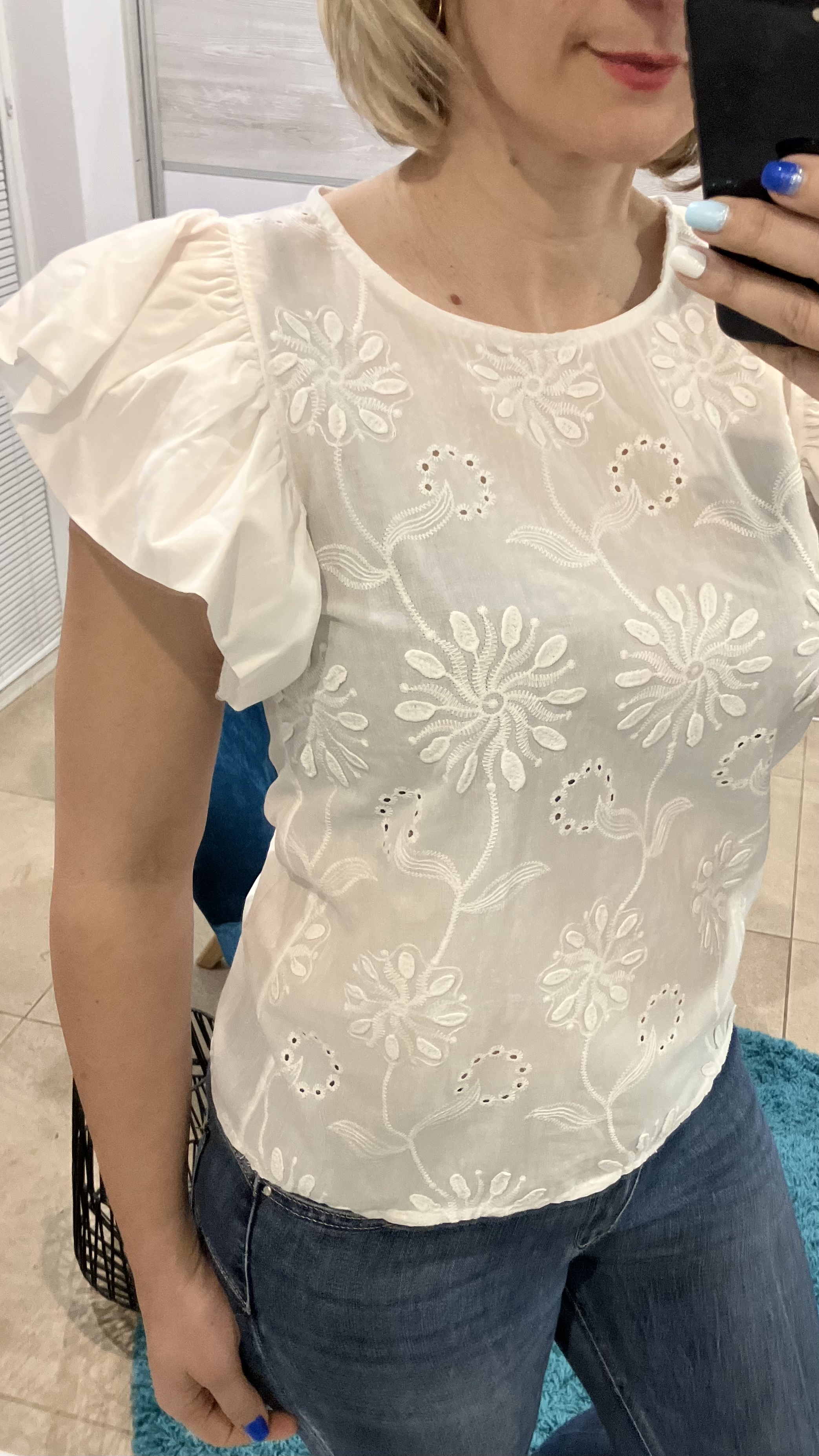 Dámska vyšívaná blúzka biela (UNI - S,M)