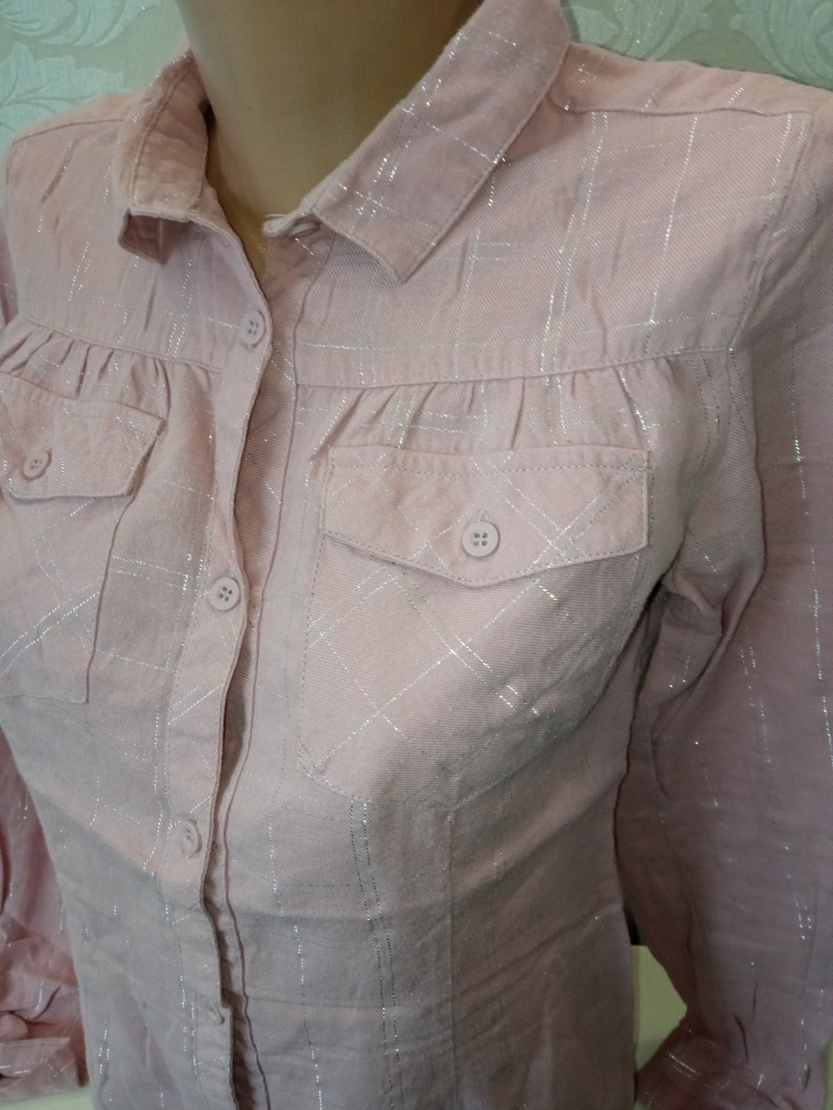 Ružová kockovaná košeľa veľk.164