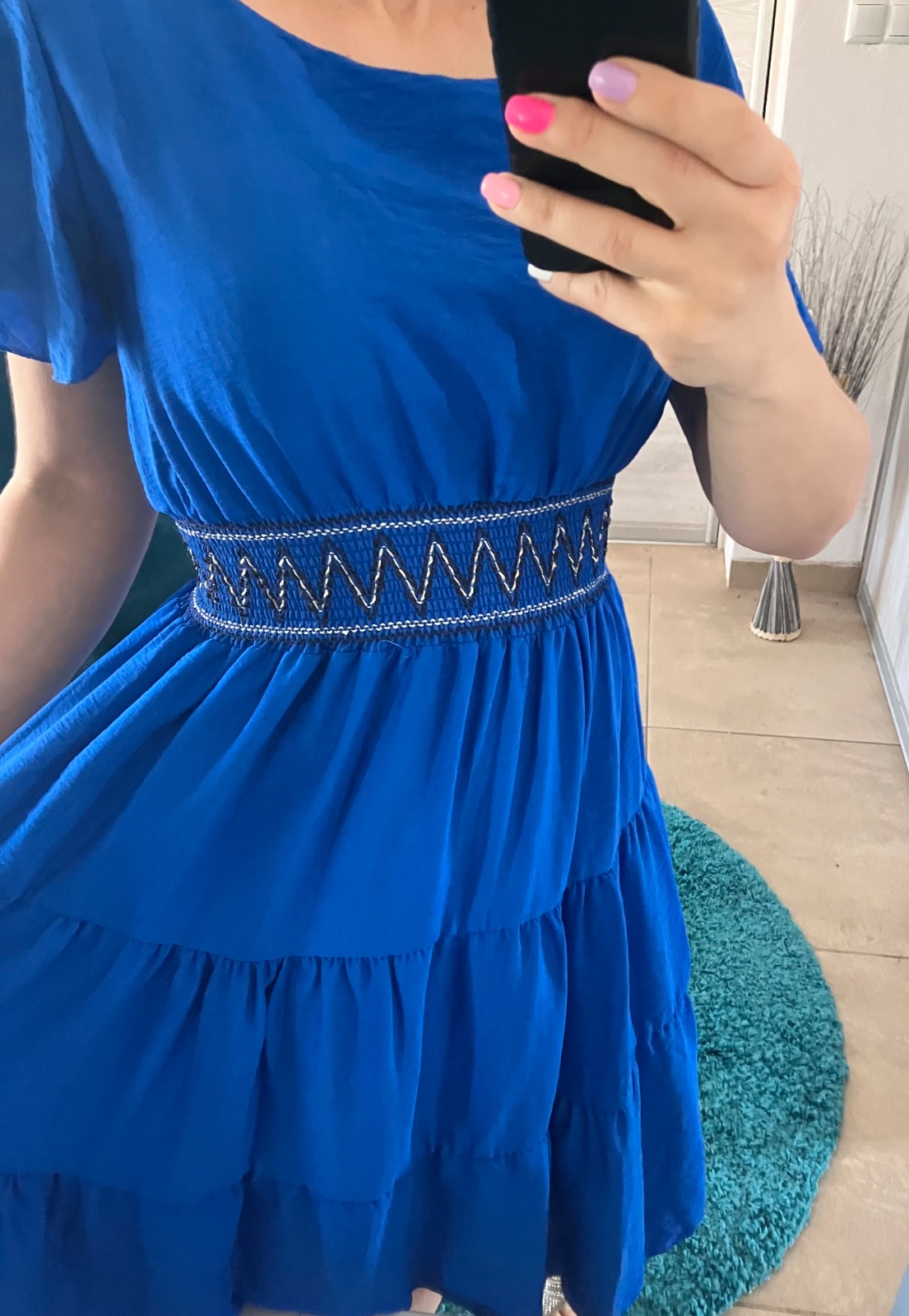 Dámske šaty s volánmi modré (UNI - S,M,L,XL)