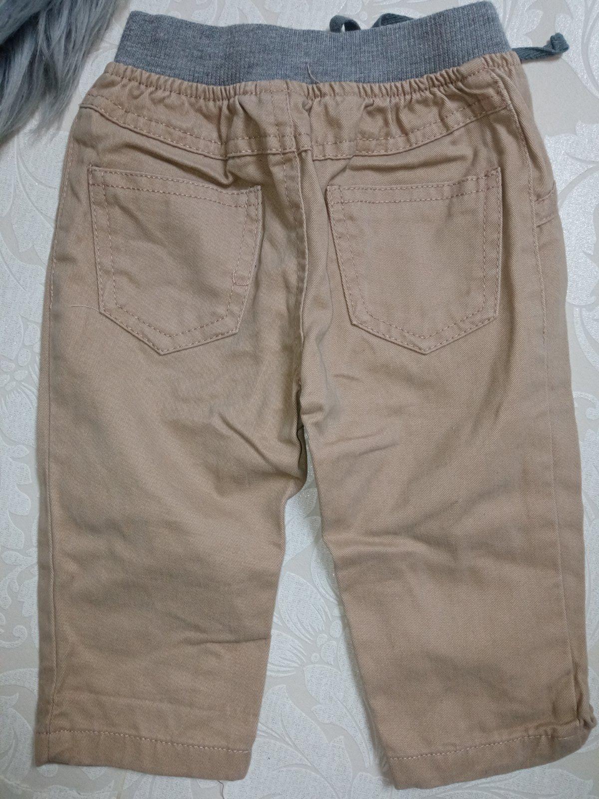 Hnedé nohavice so sivým pásom (6-9 mes.)
