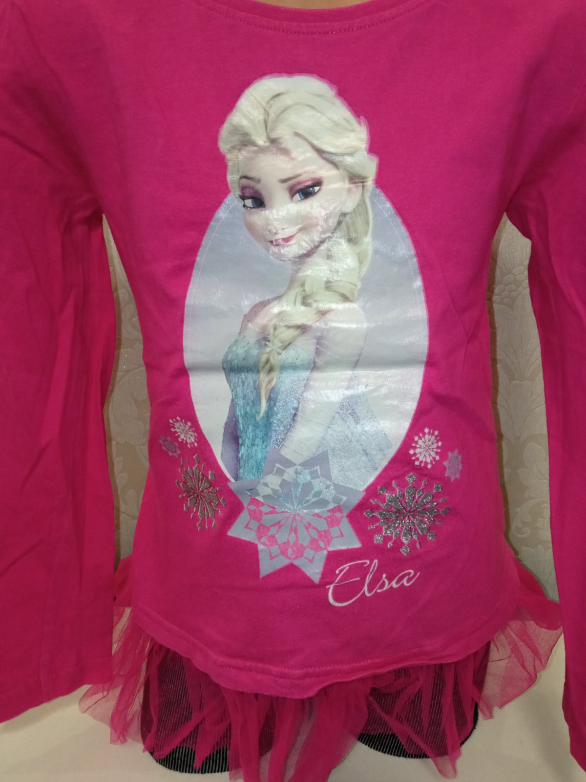 Ružové tričko Frozen s tylom (128)