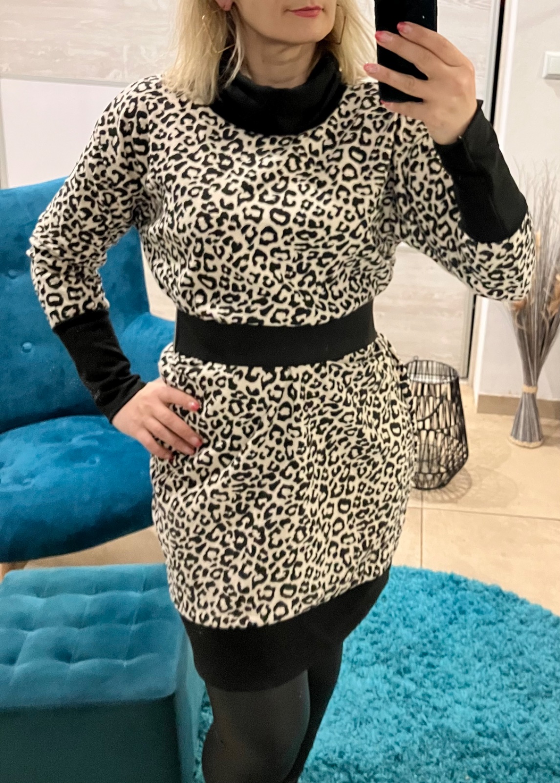 Dámska hrubá leopardia tunika (UNI - M L XL XXL)