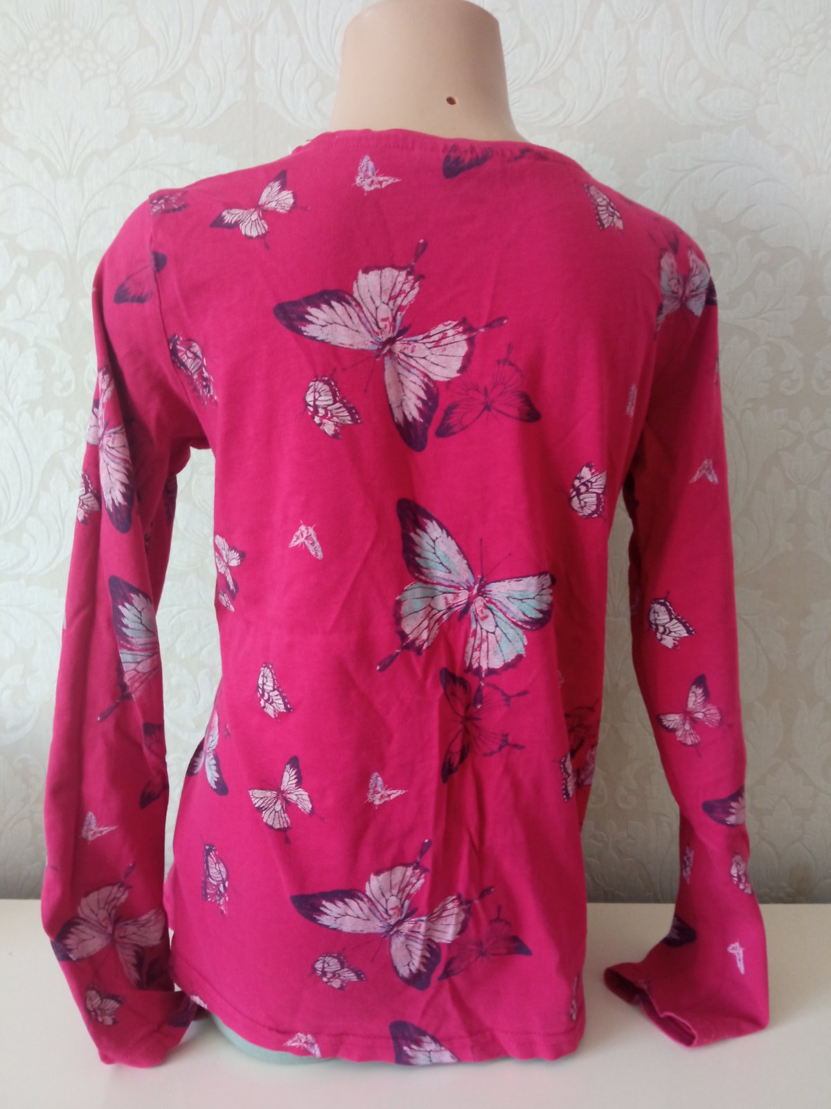 Ružové tričko s motýľmi (146-152)