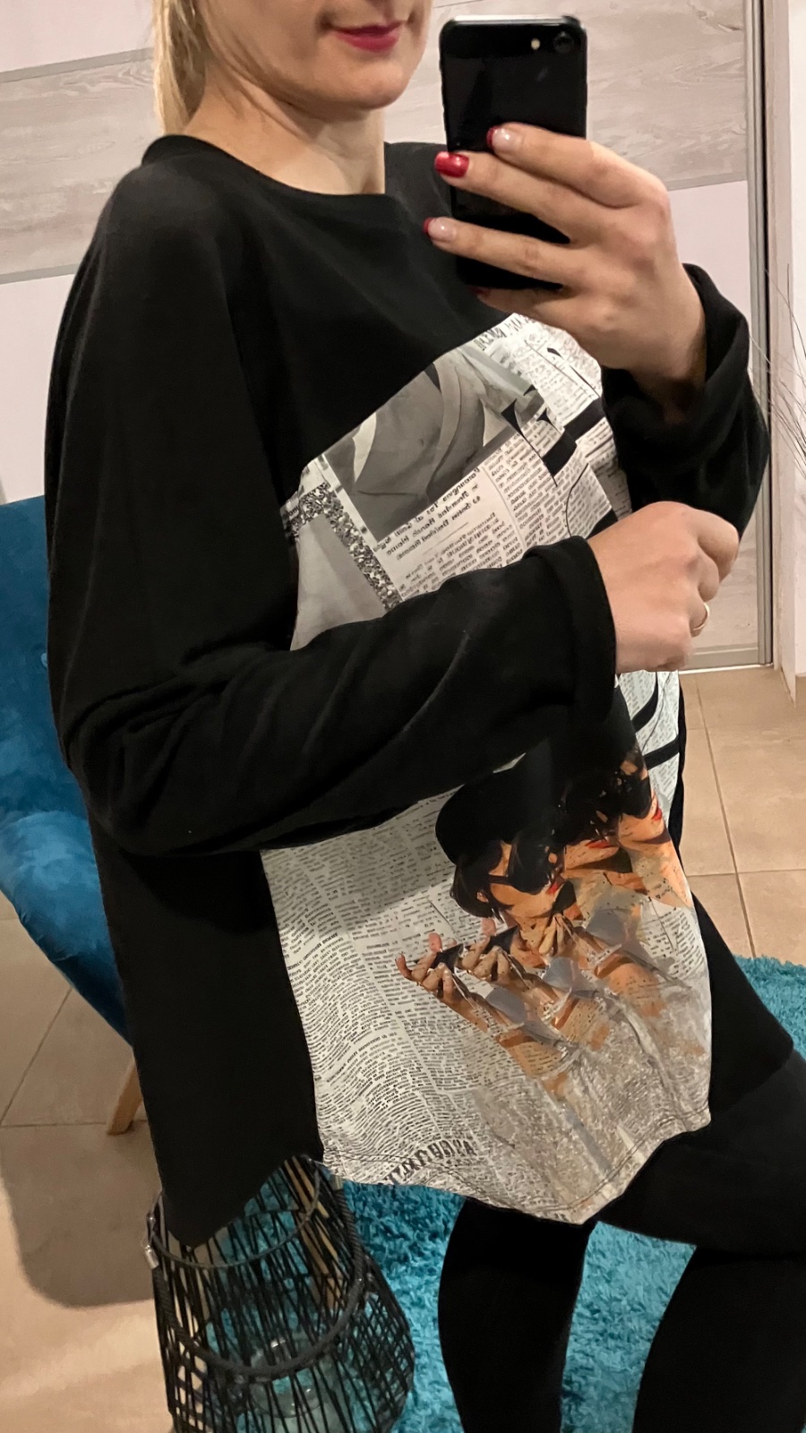 Plyšová mikinová tunika s potlačou (UNI - S,M,L,XL)