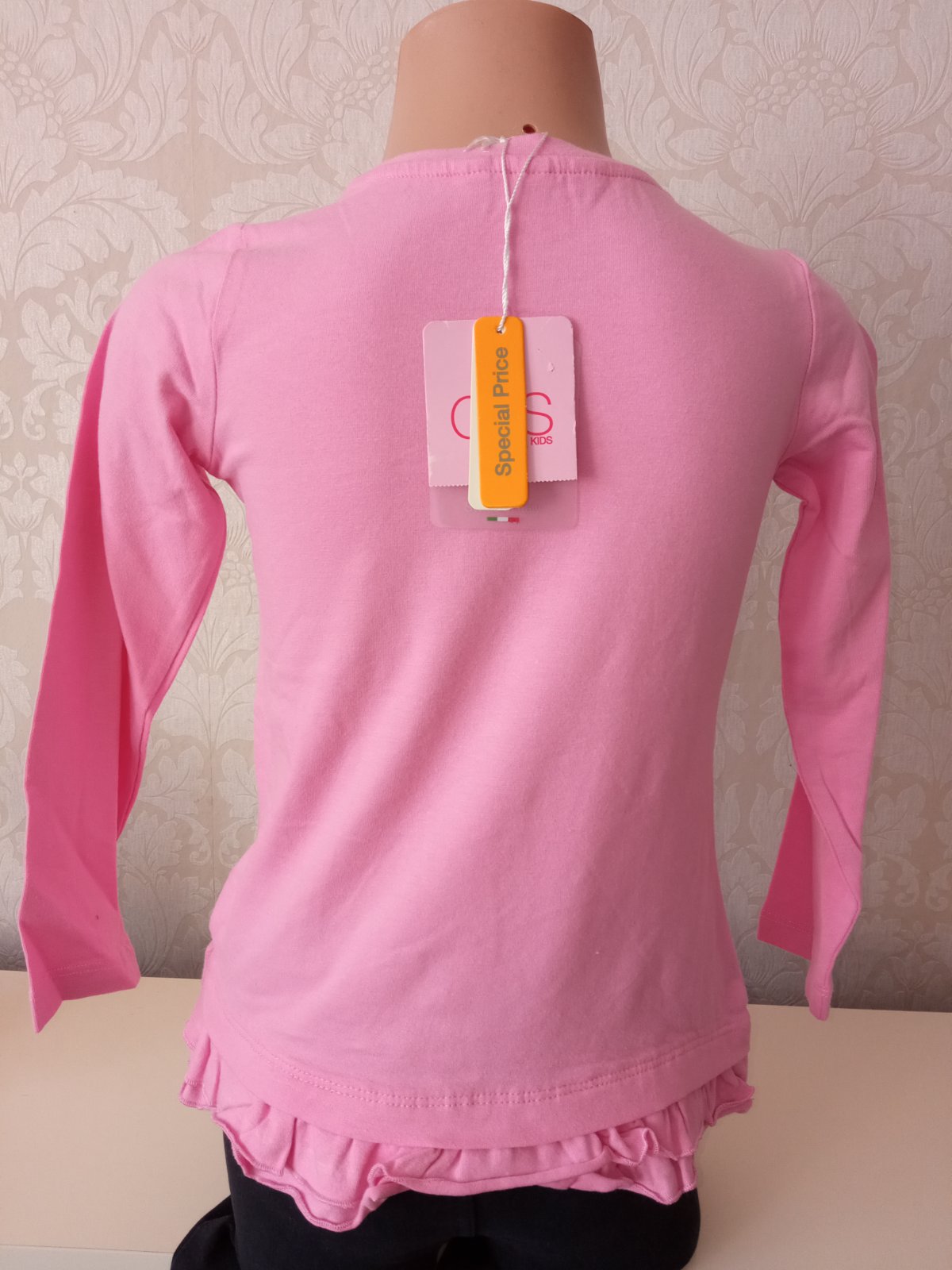 Ružové tričko dlhý rukáv so zajačikom,4-5 r.