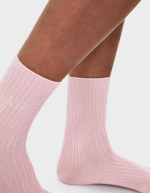 Čierno-ružovo-biele ponožky 2 páry Bershka