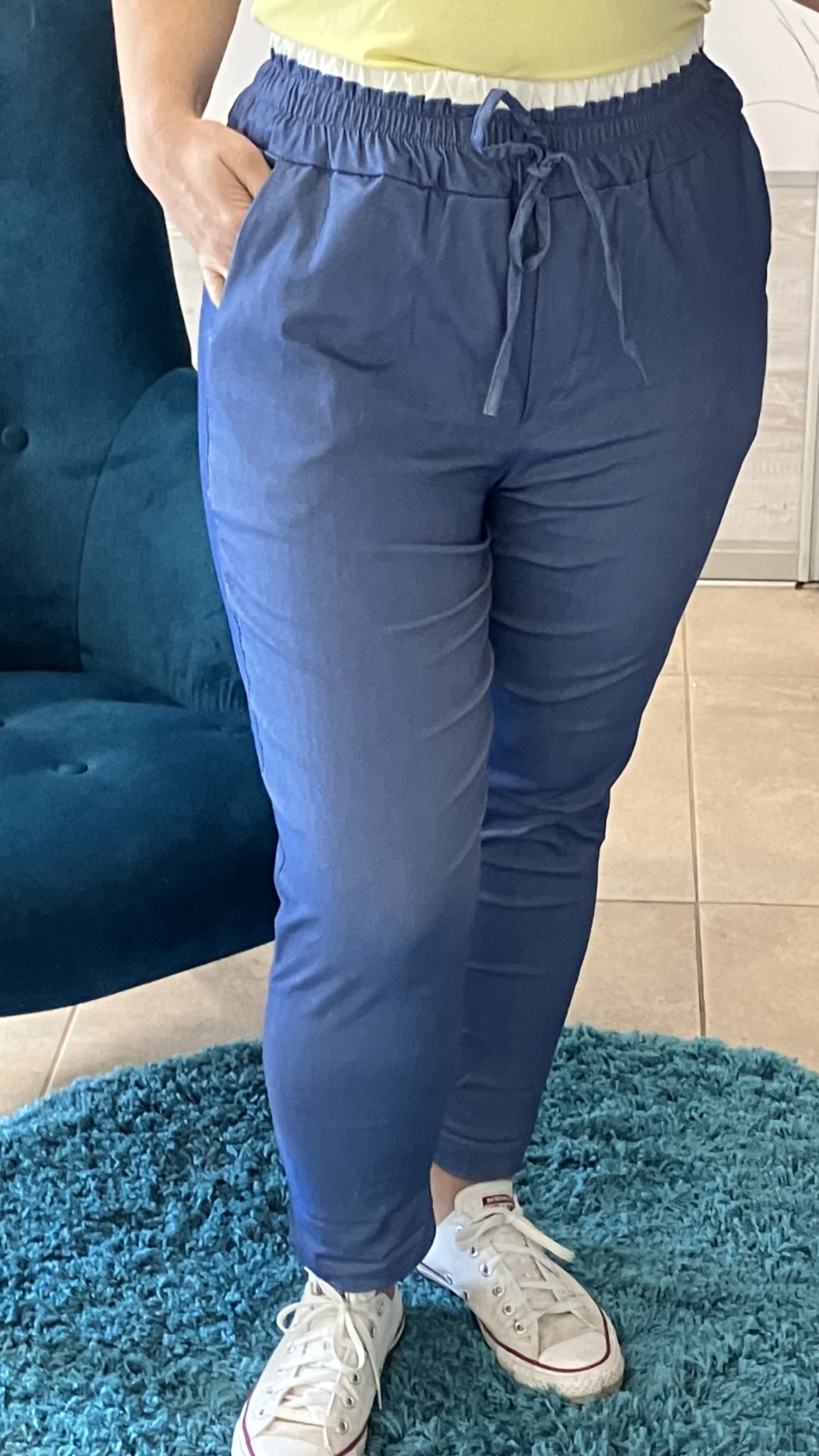 Nohavice tenké modré