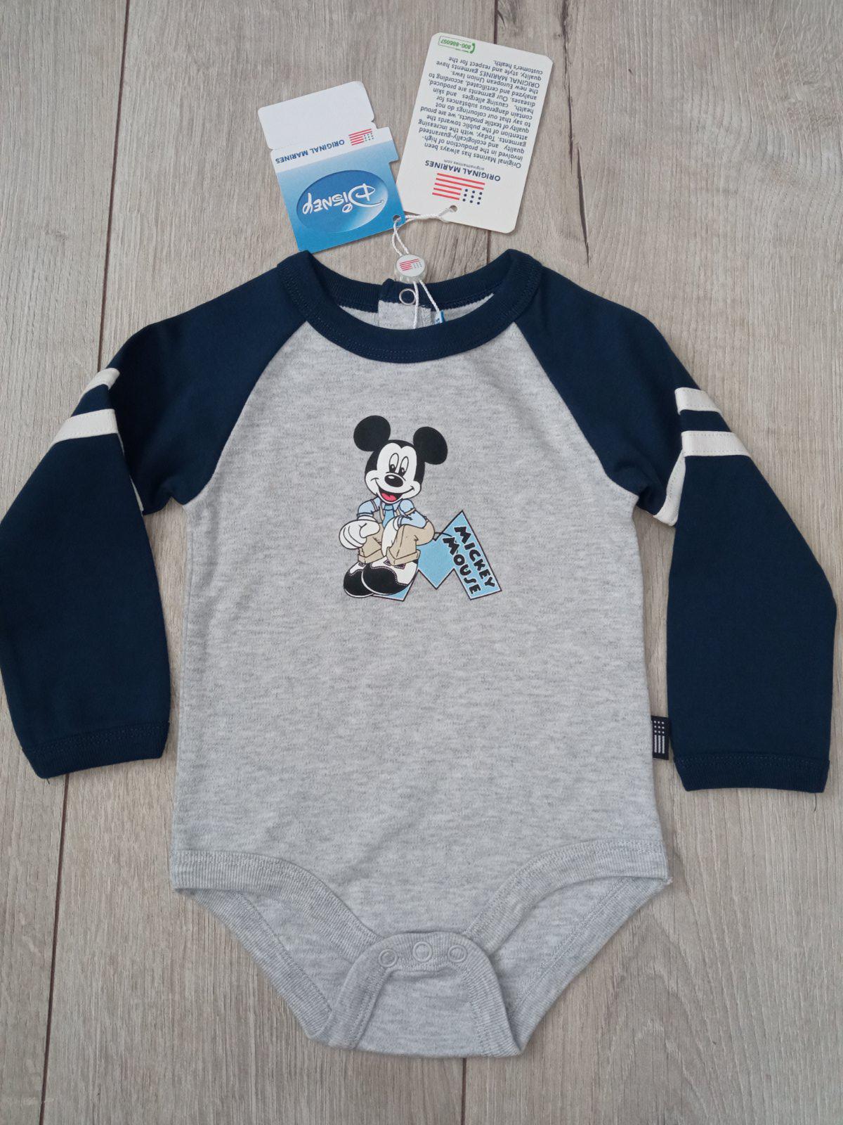 Sivo-modré body Mickey Mouse (3-6 mes.)