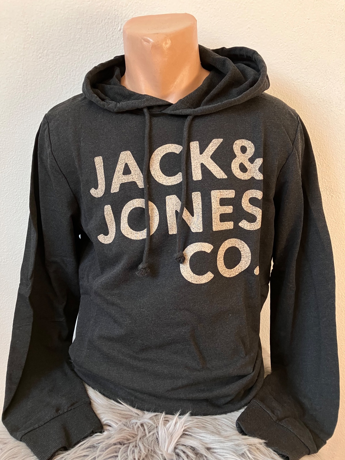 Sivá mikina s kapucňou a nápisom Jack&Jones (L)