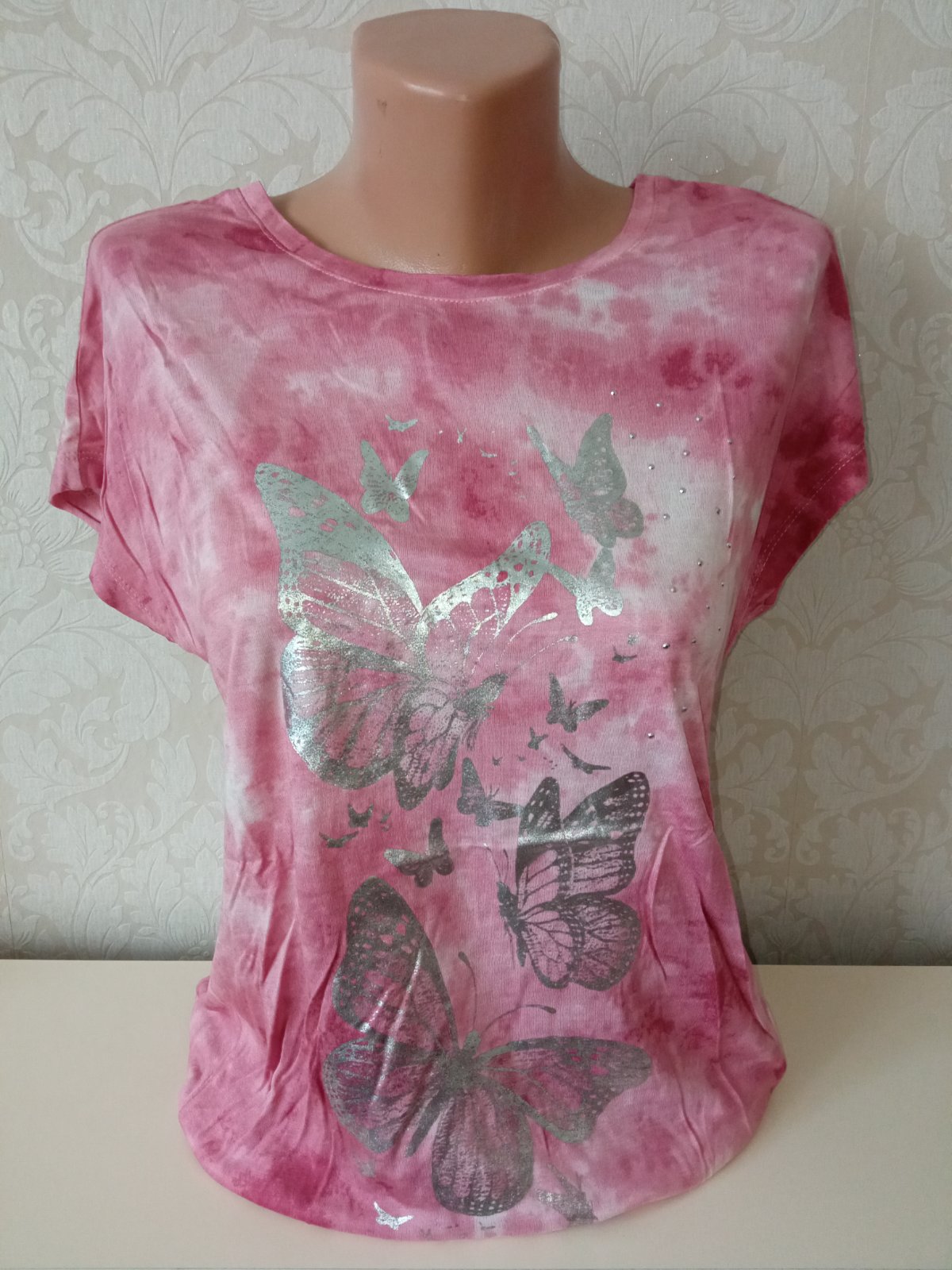 Ružové tričko s motýľmi Laura Scott,veľk.36
