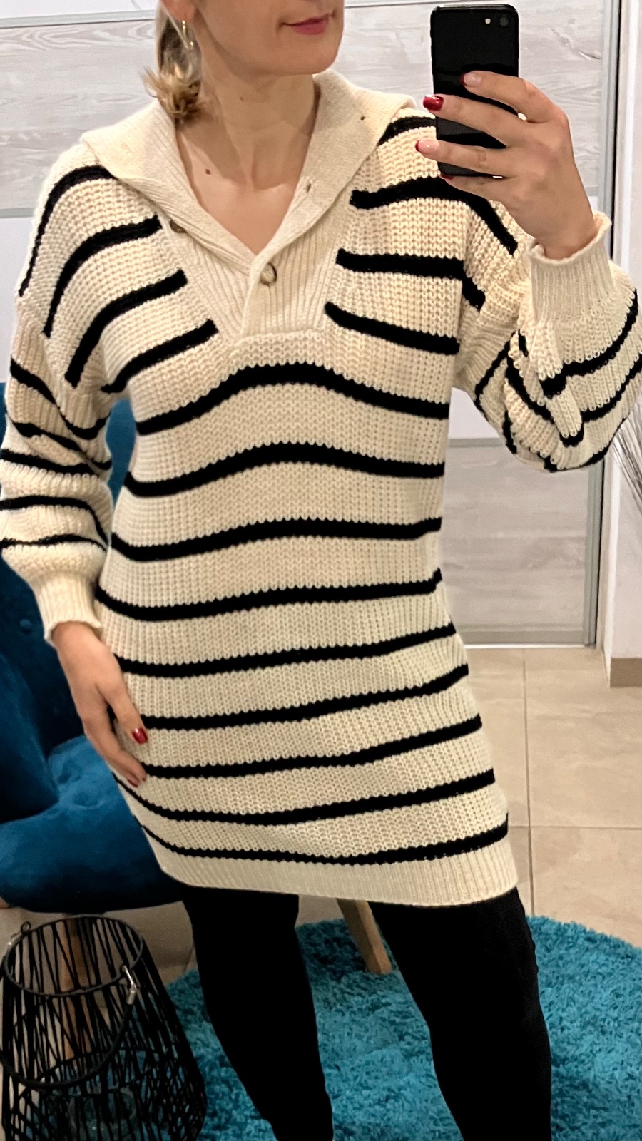 Pásikavé svetrové šaty / tunika