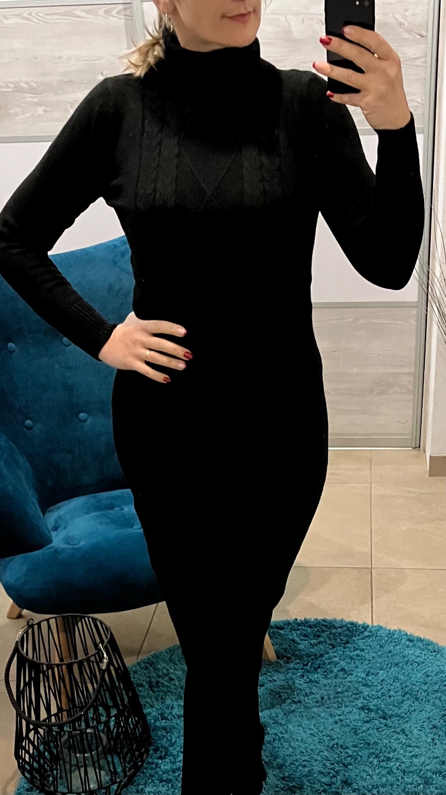 Úpletové šaty S/M čierne