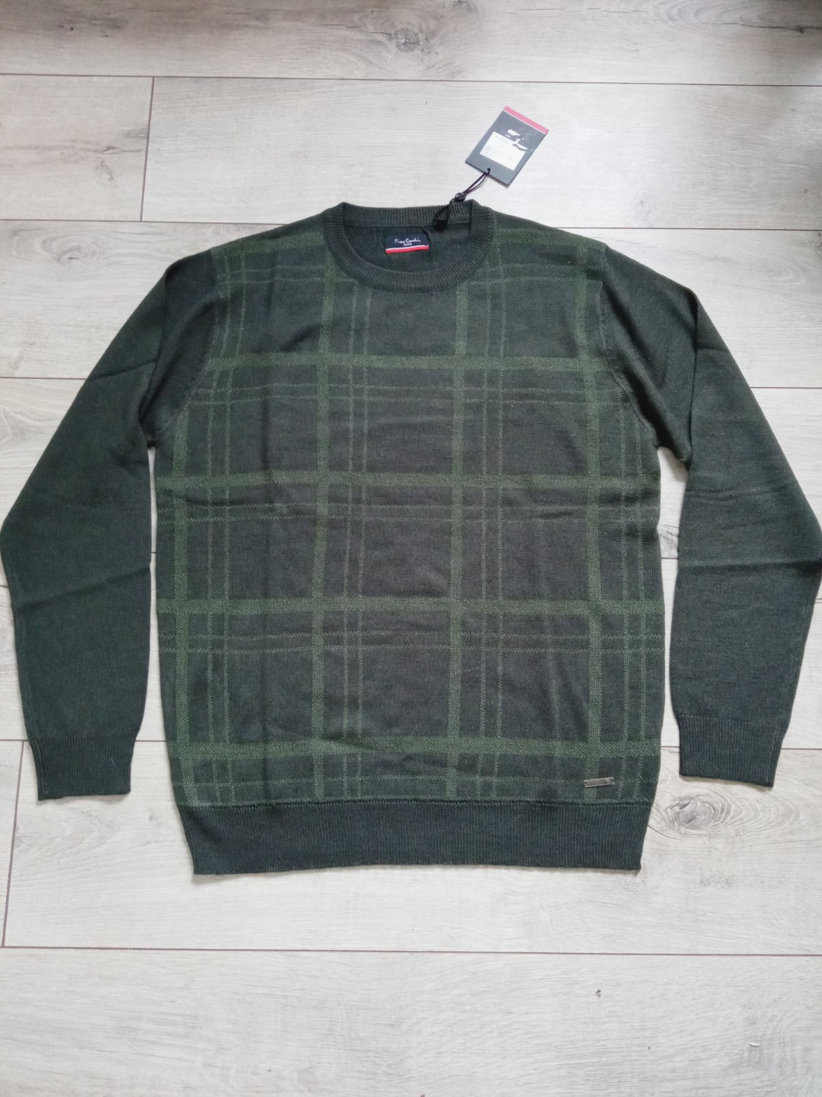 Tmavozelený kockovaný sveter Pierre Cardin (M)