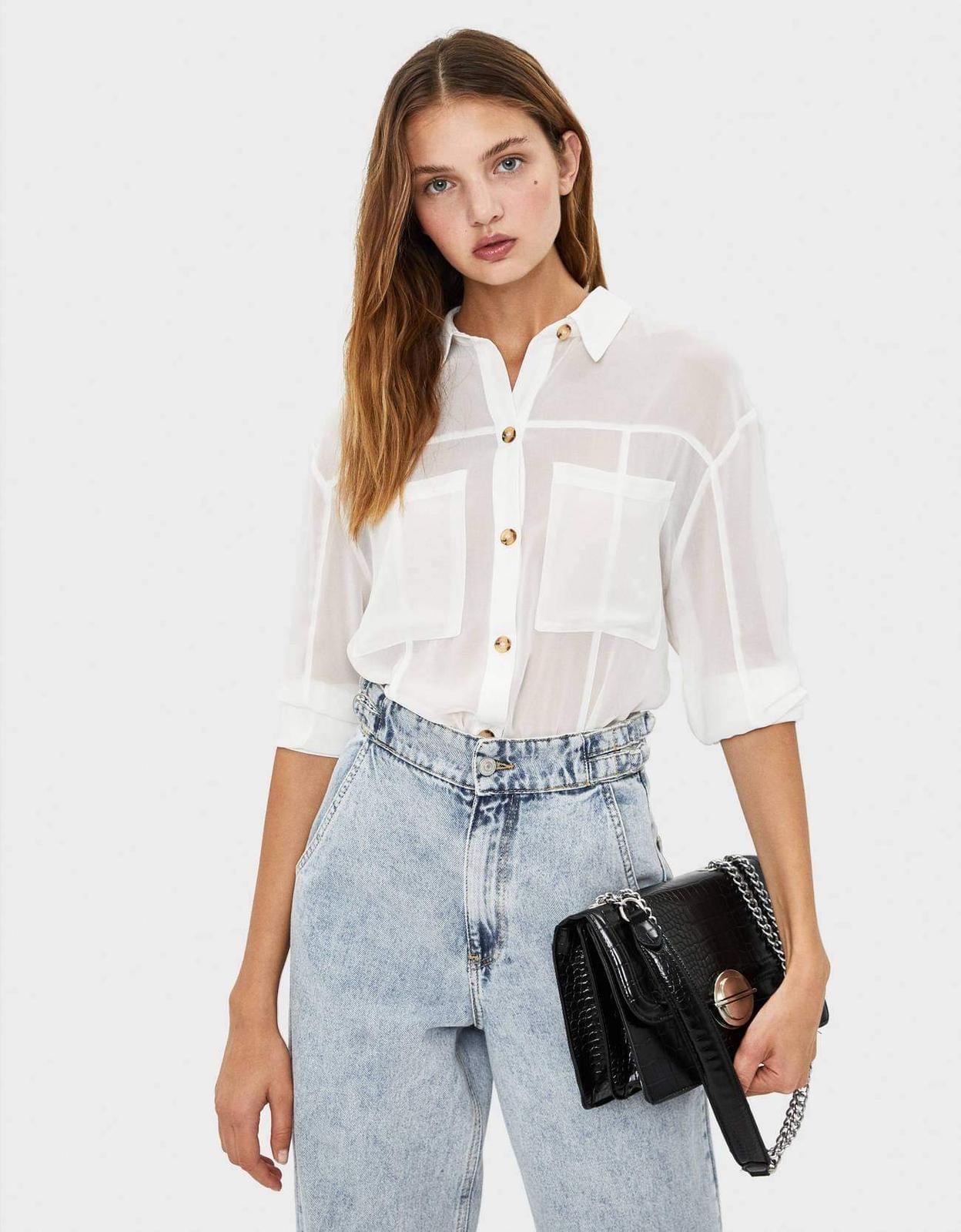 Biela priesvitná blúzka Bershka (26)