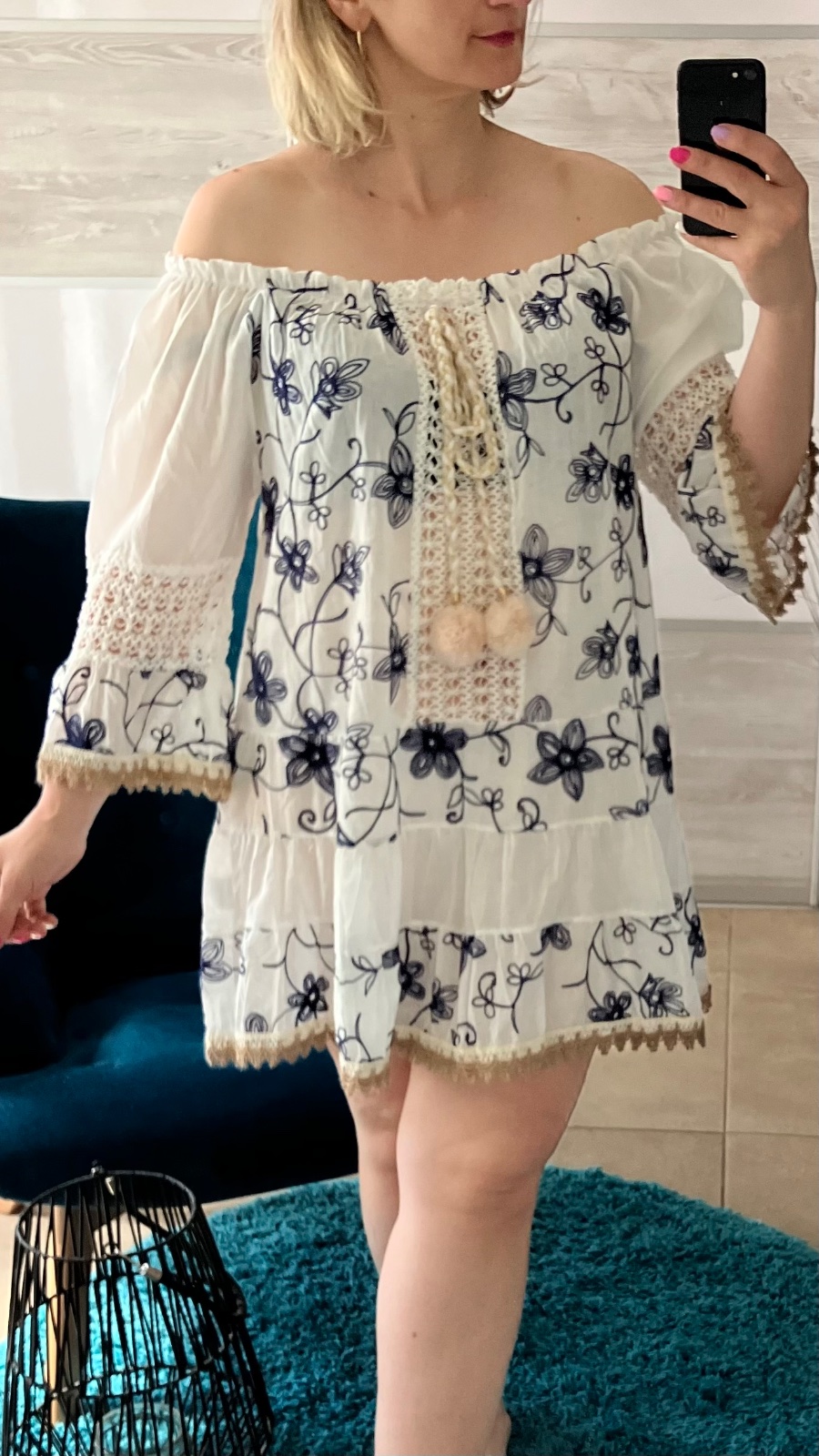 Dámske vzorované šaty s 3/4 rukávom (UNI - M,L,XL)