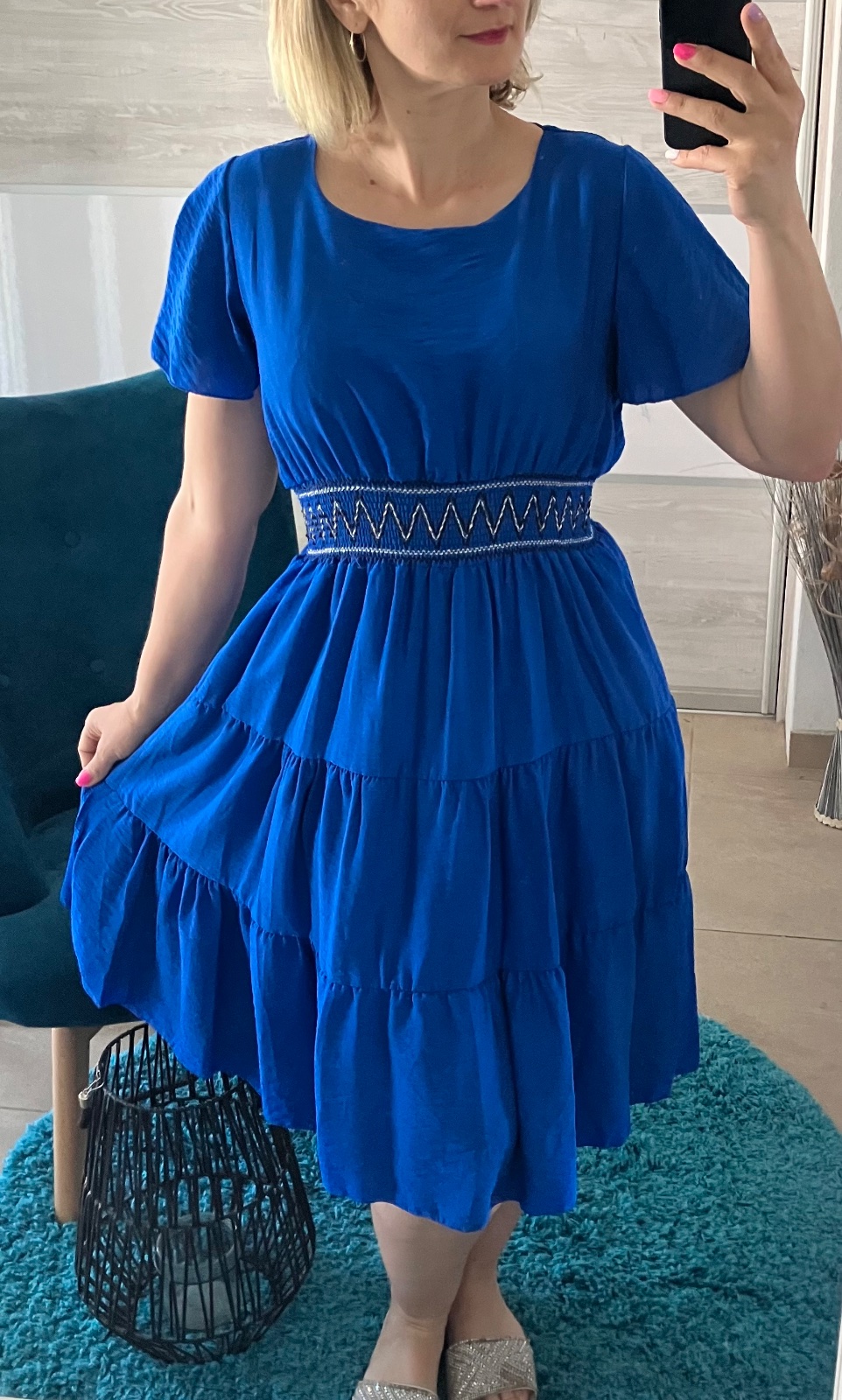 Dámske šaty s volánmi modré (UNI - S,M,L,XL)