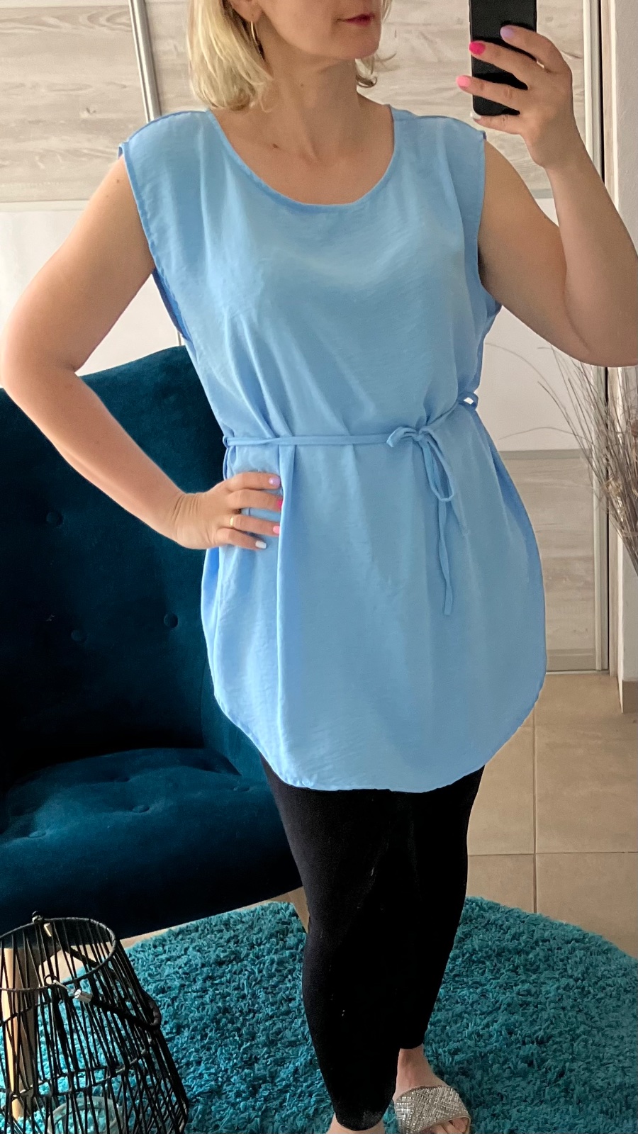 Dámska tunika so zaväzovaním modrá (UNI - M,L,XL,XXL)