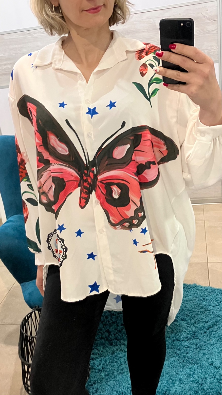Dámska blúzka s motýlom a vzorom (UNI - S,M,L,XL)