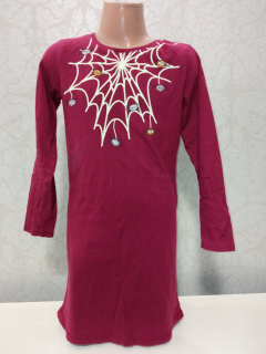 Bordové bavlnené šaty s pavučinou (122-128)