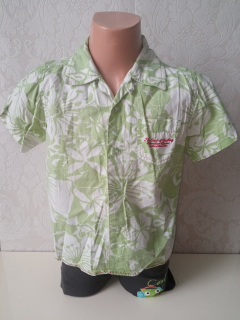 Zeleno-biela kvetovaná košeľa s potlačou (98)