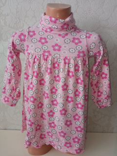 Ružové kvetované šaty s rolákom (18-24mes.)