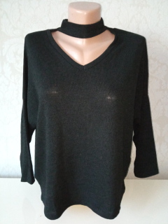 Čierne oversize svetríkové tričko Bershka (26)