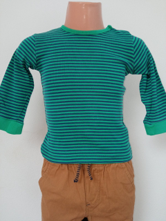 Zeleno-modré pruhované tričko H&M (12-18 mes.)