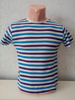 Fialovo-modro-sivé pruhované tričko (10-11 r.)