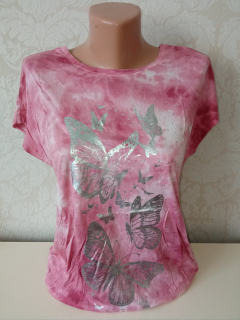 Ružové tričko s motýľmi Laura Scott,veľk.36
