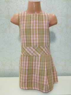 Hnedo-ružové kockované elegantné šaty H&M (3-4r.)