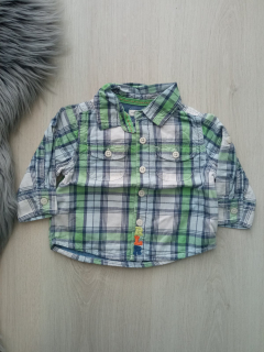 Zeleno-modro-biela kockovaná košeľa (3-6 mes.)