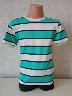 Tyrkysovo-modro-biele pruhované tričko H&M (6-8 r.)