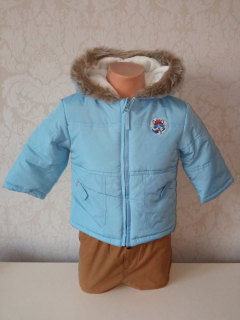 Modrá zimná bunda s kapucňou Ergee (pre 6-9mes.)