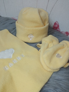 Žltý set čiapka šál rukavice (38)