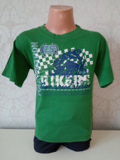 Zelené vzorované tričko Motorkár (110-116)