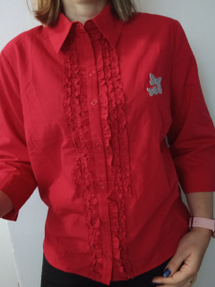 Červená košeľa s fodričkou (44)