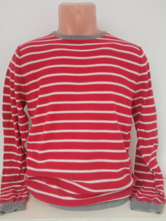 Červeno-bielo-sivý pruhovaný sveter Next (S)