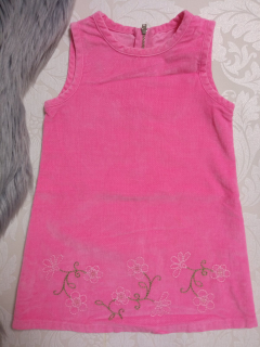 Ružové menčestrové šaty s kvietkami (18 mes.)