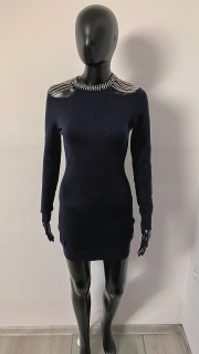 Tmavomodré pletené šaty (S/M)