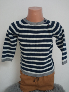 Modro-biely pásikavý sveter (86)